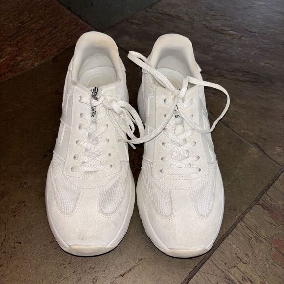 Le Tigre Women Baxter White Running Shoes 8.5 Leather Textile Tie Low Tops - Picture 3 of 9